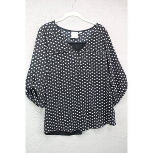 Janet Chung 3/4 Roll Tab Sleeve Blouse-Size 1XL